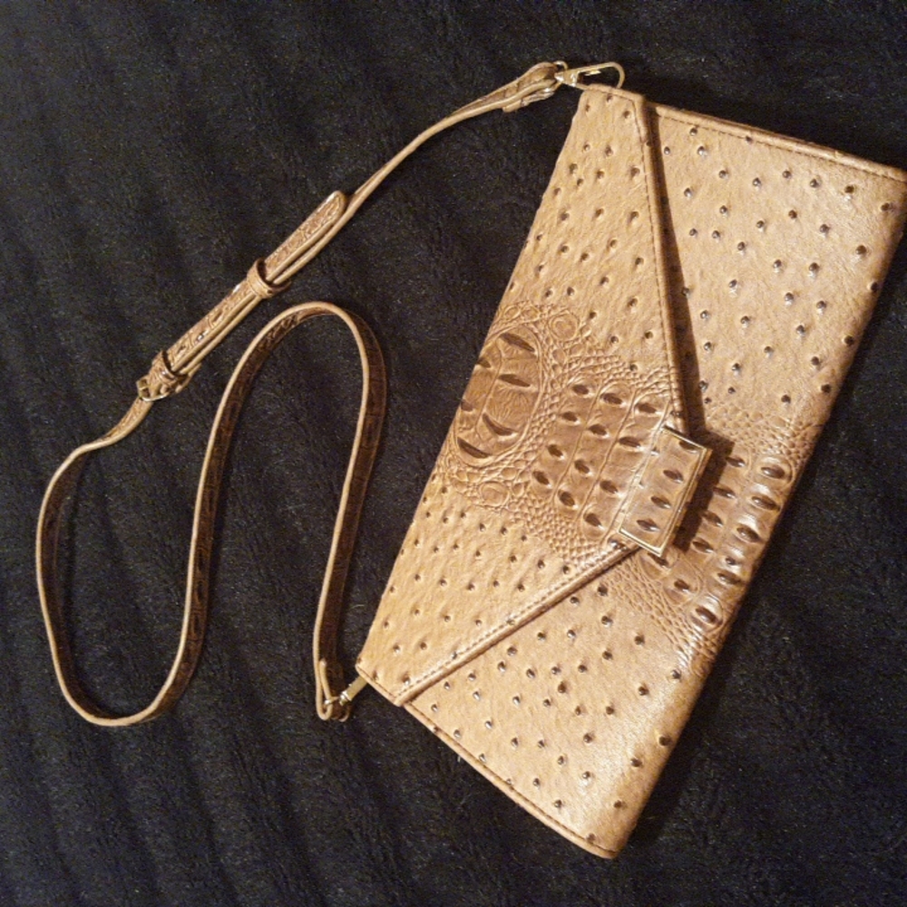Faux Ostrich Crossbody/Clutch Bag